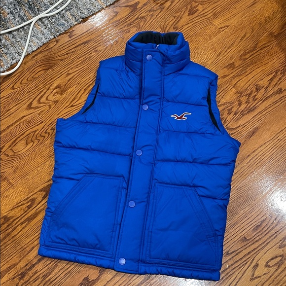 Blue Puffer Vest with Logo Hollister - Picture 2 of 3